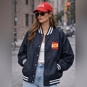 Vintage Chalk Line Golden Flake Jacket XL Navy Varsity Snap Windbreaker